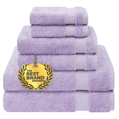 Picture of Cotton Paradise 6 Piece Towel Set, 100% Cotton Soft Absorbent Turkish Towels for Bathroom, 2 Bath Towels 2 Hand Towels 2 Washcloths, Lilac Towel Set