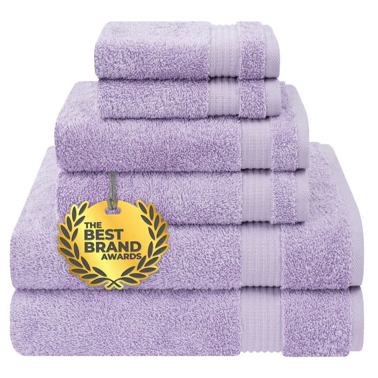 Picture of Cotton Paradise 6 Piece Towel Set, 100% Cotton Soft Absorbent Turkish Towels for Bathroom, 2 Bath Towels 2 Hand Towels 2 Washcloths, Lilac Towel Set