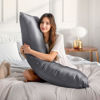 Picture of BEDELITE Body Pillow Cover Satin Pillowcase for Hair and Skin, Super Soft and Cooling Body Pillow Pillowcase 2 Pack, Breathable Silky Full Long Pillow Case Cover(20"x54" Body Size, Dark Grey)