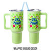 Picture of Silver Buffalo Powerpuff Girls Girl Power Groovy Retro Featuring Blossom, Bubbles, and Buttercup Stainless Steel Tumbler with Handle and Straw, Fits in Standard Cup Holder, 40 Ounces