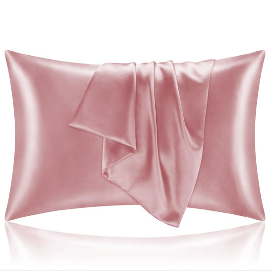 Picture of BEDELITE Satin Pillowcase for Hair and Skin, Super Soft and Cooling Similar to Silk Pillow Cases 2 Pack with Envelope Closure, Gift for Women Men(20"x36" King Size, Nostalgia)