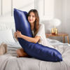 Picture of BEDELITE Body Pillow Cover Satin Pillowcase for Hair and Skin, Super Soft and Cooling Body Pillow Pillowcase 2 Pack, Breathable Silky Full Long Pillow Case Cover(20"x54" Body Size, Navy)