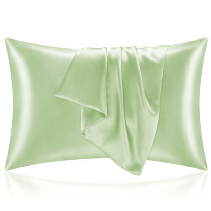 Picture of BEDELITE Satin Pillowcase for Hair and Skin, Super Soft and Cooling Similar to Silk Pillow Cases 2 Pack with Envelope Closure, Gift for Women Men(20"x40" King Size, Gleam)