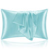 Picture of BEDELITE Satin Pillowcase for Hair and Skin, Super Soft and Cooling Similar to Silk Pillow Cases 2 Pack with Envelope Closure, Gift for Women Men(20"x40" King Size, Blue)