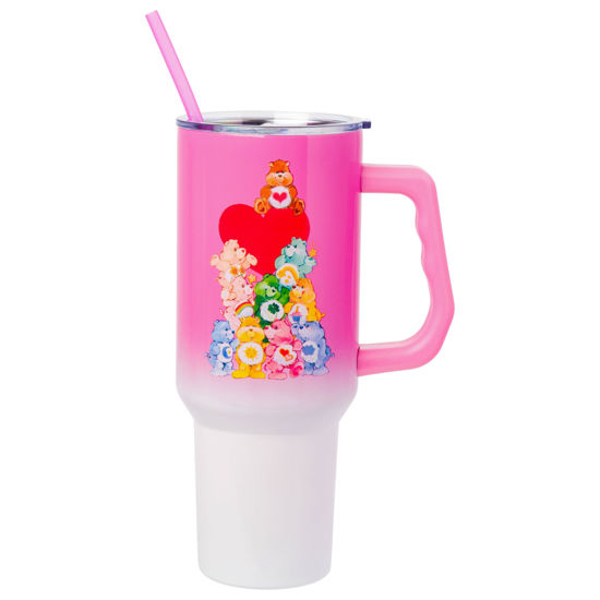 Picture of Silver Buffalo Ombre Care Bears Painted Stacked Bears 40oz Stainless Steel Tumbler w Handle