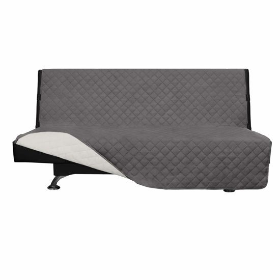 Picture of Easy-Going Futon Sofa Slipcover Reversible Sofa Cover Armless Futon Cover Furniture Protector Couch Cover Water Resistant Pets, Kids, Children, Dog, Cat (Futon, Gray/Ivory)