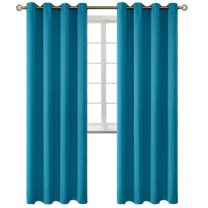 Picture of BGment Blackout Curtains - Grommet Thermal Insulated Room Darkening Bedroom and Living Room Curtains, Set of 2 Panels (52 x 84 Inch, Peacock Blue)