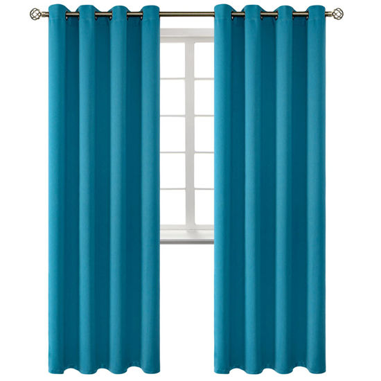 Picture of BGment Blackout Curtains - Grommet Thermal Insulated Room Darkening Bedroom and Living Room Curtains, Set of 2 Panels (52 x 84 Inch, Peacock Blue)