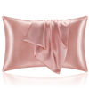 Picture of BEDELITE Satin Pillowcase for Hair and Skin, Super Soft and Cooling Similar to Silk Pillow Cases 2 Pack with Envelope Closure, Gift for Women Men(20"x36" King Size, Rose Pink)