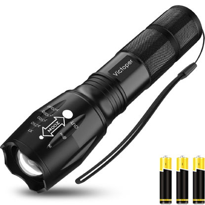 Picture of Victoper Work Light, Bright 2000 Lumens Tactical Flashlights High Lumens with 5 Modes, Waterproof Focus Zoomable Flash Light, Portable Flashlight for Job Site Lighting, Camping, Hiking, Outdoor, Home
