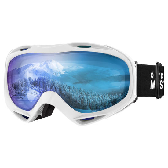 Picture of OutdoorMaster OTG Ski Goggles - Over Glasses Ski/Snowboard Goggles for Men, Women & Youth - 100% UV Protection (White Frame + VLT 36% IceBlue Lens)