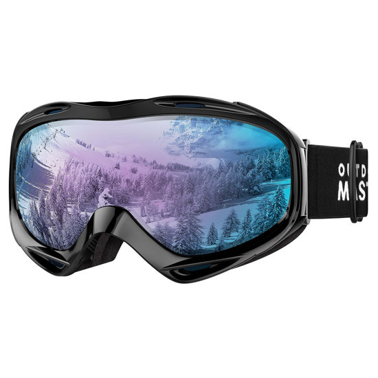 Picture of OutdoorMaster OTG Ski Goggles - Over Glasses Ski/Snowboard Goggles for Men, Women & Youth - 100% UV Protection (White Frame + VLT 40% Sapphire Lens)