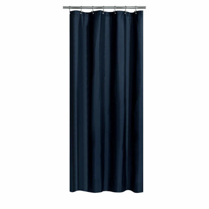 Picture of Fabric Shower Curtain or Liner 36 x 72 Inches Bath Stall Size with 2 Bottom Magnets, Hotel Quality, Washable, Water Repellent, Navy