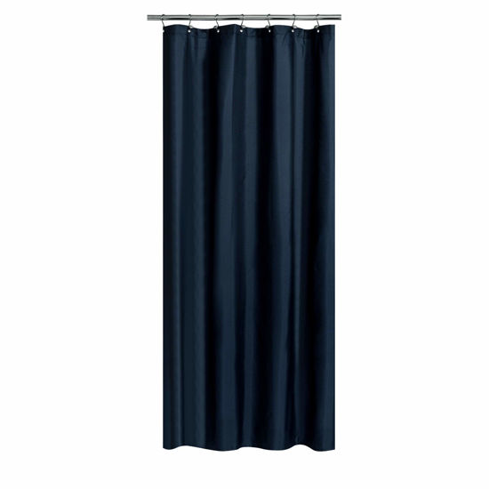 Picture of Fabric Shower Curtain or Liner 36 x 72 Inches Bath Stall Size with 2 Bottom Magnets, Hotel Quality, Washable, Water Repellent, Navy