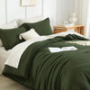 Picture of Litanika Comforters Olive Green Oversized King Size, 3 Pieces Lightweight Solid Bedding Comforter Set, All Season Fluffy Bed Set (120x98In Comforter & 2 Pillowcases)