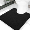 Picture of Smiry Luxury Chenille Toilet Rugs U-Shaped 20x20, Soft Absorbent Non-Slip Contour Bathroom Rugs for Toilet, Machine Washable Contoured Bath Mats, Black