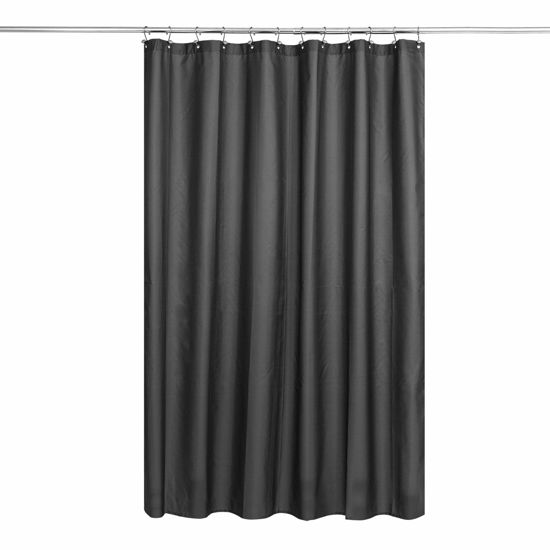 Picture of N&Y HOME Fabric Shower Curtain or Liner with Magnets Dark Charcoal Grey - Hotel Quality, Machine Washable, Water Repellent - Graphite Gray, 72x72