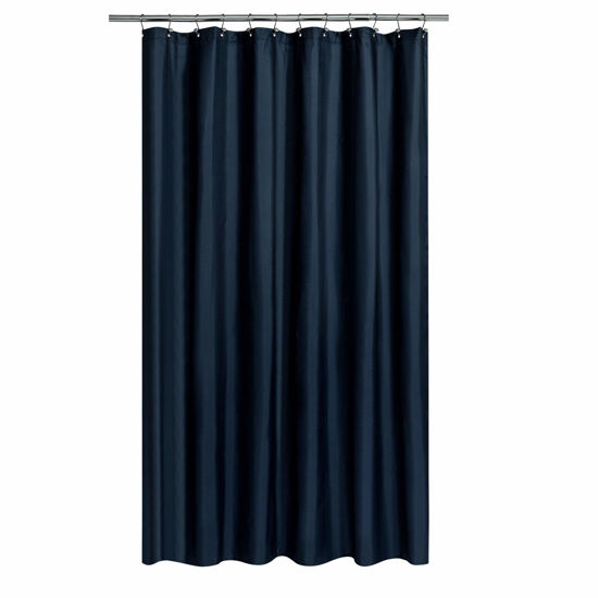 Picture of N&Y HOME Fabric Shower Curtain or Liner Extra Long 72 x 84 Inches - Hotel Quality, Machine Washable, Water Repellent - Navy Blue, 72x84