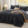 Picture of Bedsure Queen Size Comforter Set, Reversible Black Soft Prewashed Bed Comforter for All Seasons, 3 Pieces Warm Bedding Sets, 1 Lightweight Comforter (90"x90") and 2 Pillowcases (20"x26")