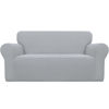 Picture of Easy-Going Stretch Loveseat Slipcover 1-Piece Sofa Cover Furniture Protector Couch Soft with Elastic Bottom for Kids Polyester Spandex Jacquard Fabric Small Checks (Loveseat, Silver Gray)