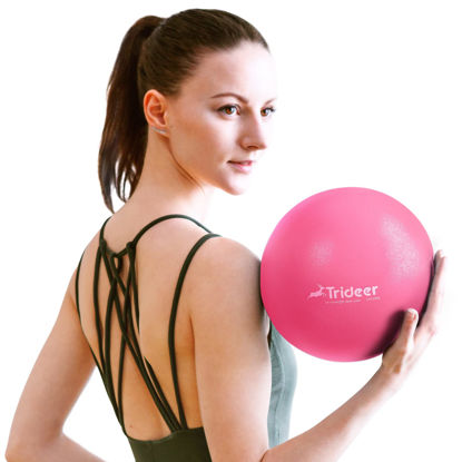 Picture of Trideer Pilates Ball 9 Inch Core Ball, Small Exercise Ball with Exercise Guide Barre Ball Mini Yoga Ball for Pilates, Yoga, Core Training, Physical Therapy, Balance, Stability, Stretching (Rose Pink)