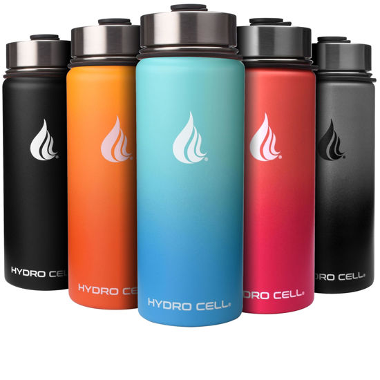 Picture of HYDRO CELL Stainless Steel Insulated Water Bottle with Straw - For Cold & Hot Drinks - Metal Vacuum Flask with Screw Cap and Modern Leakproof Sport Thermos for Kids & Adults (Teal/Blue 18oz)