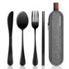 Picture of Travel Utensils with Case, Quatish Portable Silverware Set for Work, Stainless Steel Reusable Travel Cutlery Set, Fork and Spoon Set for Camping, Picnic, Gadgets, Lunch Box for Men, Black