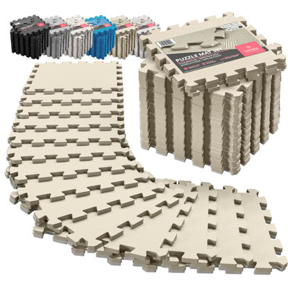 Picture of Gym Flooring Set - Interlocking EVA Soft Foam Floor Mat, 18 Pieces Puzzle Rubber Tiles Protective Ground Surface Protection, Play Workout Exercise Mats Underlay Matting Sports Pool Home Fitness Garage