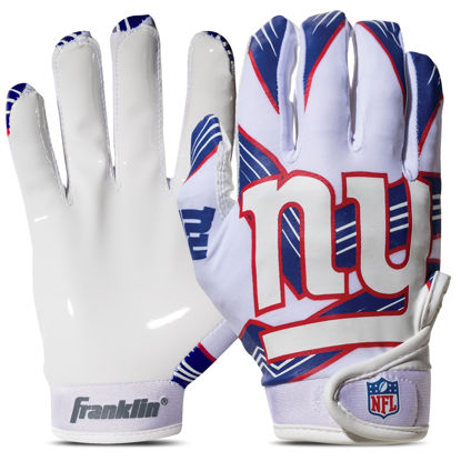Picture of Franklin Sports New York Giants Youth NFL Football Receiver Gloves - Receiver Gloves for Kids - NFL Team Logos and Silicone Palm - Youth S/XS Pair