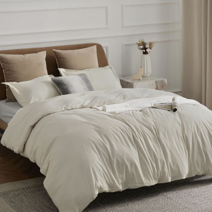 Picture of Bedsure Duvet Cover California King Size - Soft Double Brushed Bedding Set for Kids & Adults, Zipper Closure, 3 Pieces, Includes 1 Duvet Cover (104"x98") & 2 Pillow Shams, NO Comforter, Linen