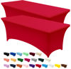 Picture of Utopia Kitchen Spandex Tablecloth 2 Pack [8FT, Red] Tight, Fitted, Washable and Wrinkle Resistant Stretch Rectangular Patio Table Cover for Event, Wedding, Banquet & Parties [96Lx30Wx30H Inch]