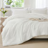 Picture of Litanika Comforters Ivory Oversized Queen Size, 3 Pieces Lightweight Solid Bedding Comforter Set, All Season Fluffy Bed Set (98x98In Comforter & 2 Pillowcases)