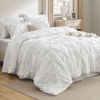Picture of Bedsure California King Comforter Set - Cal King Bed Set 7 Pieces, Pinch Pleat White Cali King Bedding Set with Pintuck Comforter, Sheets, Pillowcases & Shams