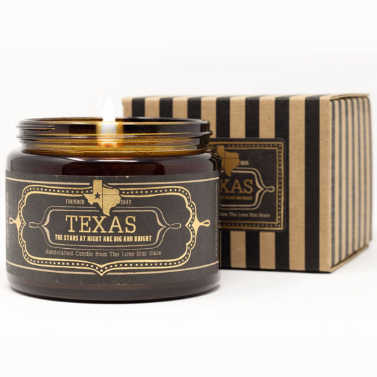 Picture of Jackson Vaughn Scented Texas Candle, Texas - Scents of Wild Sage, Vanilla, Campfire - 16oz Jar - 60 Hour Burn Time