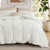 Picture of Bedsure Queen Duvet Cover with Fitted Sheet - Soft Double Brushed Bedding Set with Zipper Closure, 4 Pieces, Includes 1 Duvet Cover 90"x90", 1 Fitted Sheet, 2 Pillow Shams, NO Comforter, Ivory White