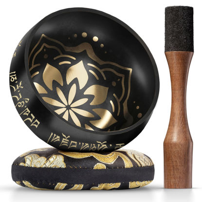 Picture of Tibetan Singing Bowl Set - Authentic Hand-Tuned Sound Bowl for Meditation - Complete Meditation Bowl Kit with Cushion, Mallet & Guide - Perfect Tibetan Bell for Yoga, Relaxation, & Sound Healing