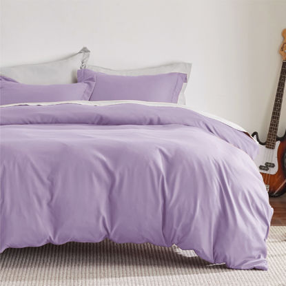 Picture of Bedsure Duvet Cover Twin/Twin XL Size - Soft Double Brushed Bedding Set for Kids & Adults, Zipper Closure, 2 Pieces, Includes 1 Duvet Cover (68"x90") & 1 Pillow Sham, NO Comforter, Orchid Bloom