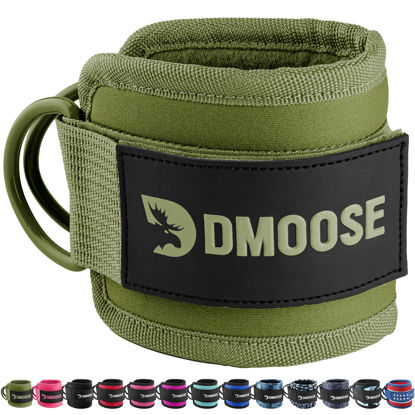 Picture of DMoose Fitness Ankle Straps for Cable Machines - One Size Fit with Premium Padding, Glute Kickback Ankle Strap for Women & Men, Cable Attachments for Gym & Booty Workouts (Olive Green - Single)
