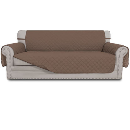 Picture of Easy-Going 4 Seater Sofa Slipcover Reversible Sofa Cover Water Resistant Couch Cover with Foam Sticks Elastic Straps Furniture Protector for Pets Children Dog Cat (XX-Large, Brown/Brown)