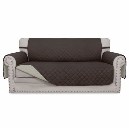 Picture of Easy-Going Sofa Slipcover Reversible Loveseat Sofa Cover Couch Cover for 2 Cushion Couch Furniture Protector with Elastic Straps for Pets Kids Dog Cat (Oversized Loveseat, Chocolate/Beige)