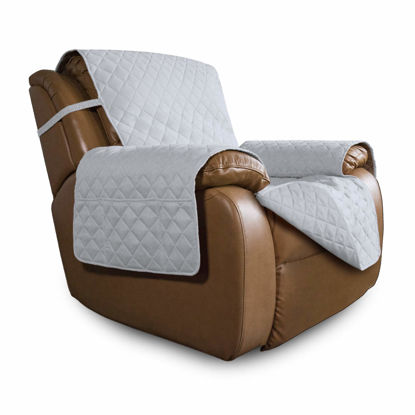 Picture of Easy-Going Oversized Recliner Chair Cover Reversible Sofa Cover Water Resistant Couch Cover Furniture Protector with Elastic Straps for Pets Dog Cat (Oversized Recliner, Light Gray/Light Gray)