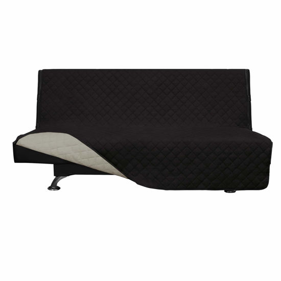 Picture of Easy-Going Futon Sofa Slipcover Reversible Sofa Cover Armless Futon Cover Furniture Protector Couch Cover Water Resistant Pets, Kids, Children, Dog, Cat (Futon, Black/Beige)