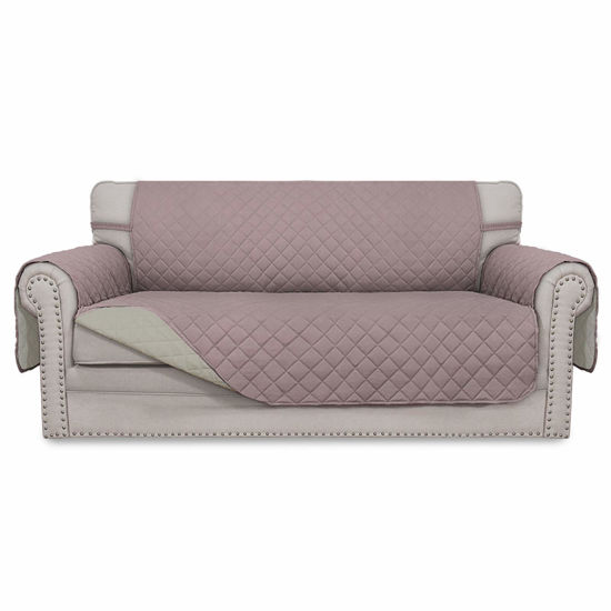 Picture of Easy-Going Sofa Slipcover Reversible Loveseat Sofa Cover Couch Cover for 2 Cushion Couch Furniture Protector with Elastic Straps for Pets Kids Dog Cat (Oversized Loveseat, Pink/Beige)