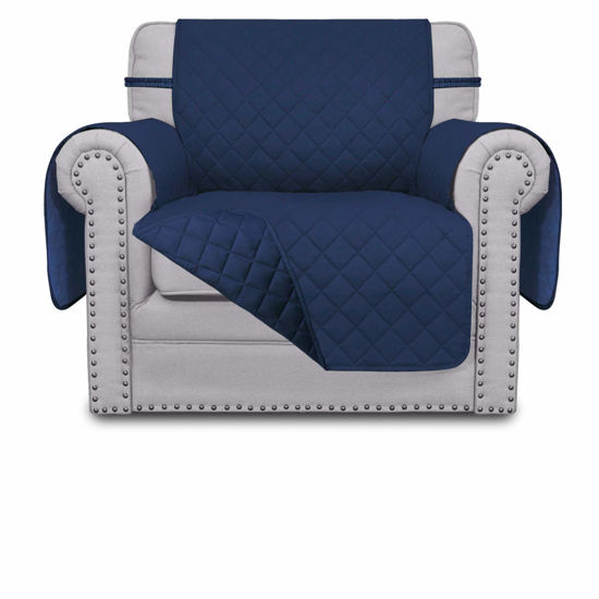 Picture of Easy-Going Chair Sofa Slipcover Reversible Sofa Cover Water Resistant Couch Cover Furniture Protector Cover with Elastic Straps for Pets Kids Children Dog Cat (Chair, Navy/Navy)
