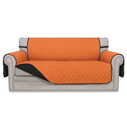 Picture of Easy-Going Sofa Slipcover Reversible Loveseat Sofa Cover Couch Cover for 2 Cushion Couch Furniture Protector with Elastic Straps for Pets Kids Dog Cat (Oversized Loveseat, Orange/Black)