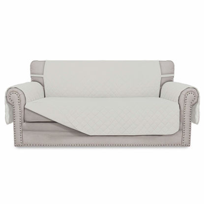 Picture of Easy-Going Sofa Slipcover Reversible Loveseat Sofa Cover Couch Cover for 2 Cushion Couch Furniture Protector with Elastic Straps for Pets Kids Dog Cat (Oversized Loveseat, Ivory/Ivory)