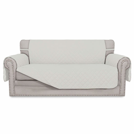 Picture of Easy-Going Sofa Slipcover Reversible Loveseat Sofa Cover Couch Cover for 2 Cushion Couch Furniture Protector with Elastic Straps for Pets Kids Dog Cat (Oversized Loveseat, Ivory/Ivory)