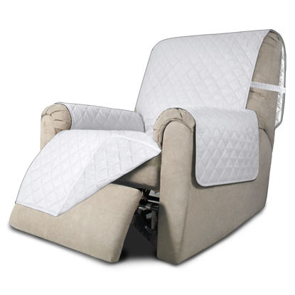 Picture of Easy-Going Recliner Chair Slipcover Reversible Sofa Cover Water Resistant Couch Cover Furniture Protector with Elastic Straps for Pets Dog (Recliner 22 inch, White/White)