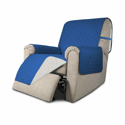Picture of Easy-Going Recliner Sofa Slipcover Reversible Sofa Cover Water Resistant Couch Cover Furniture Protector with Elastic Straps for Pets Kids Children Dog Cat (Recliner, Blue/Ivory)