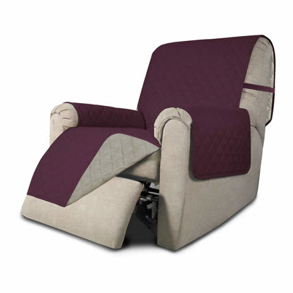 Picture of Easy-Going Recliner Sofa Slipcover Reversible Sofa Cover Water Resistant Couch Cover Furniture Protector with Elastic Straps for Pets Kids Children Dog Cat (Recliner, Wine/Beige)